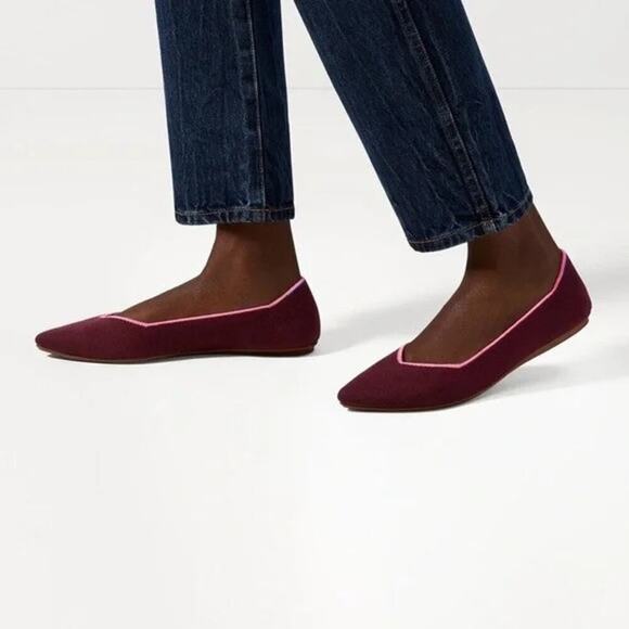 Rothy's The Point Ballet Flat Slip-On Merino Wool Currant Pink Size W9.5 NWOB - Picture 2 of 12